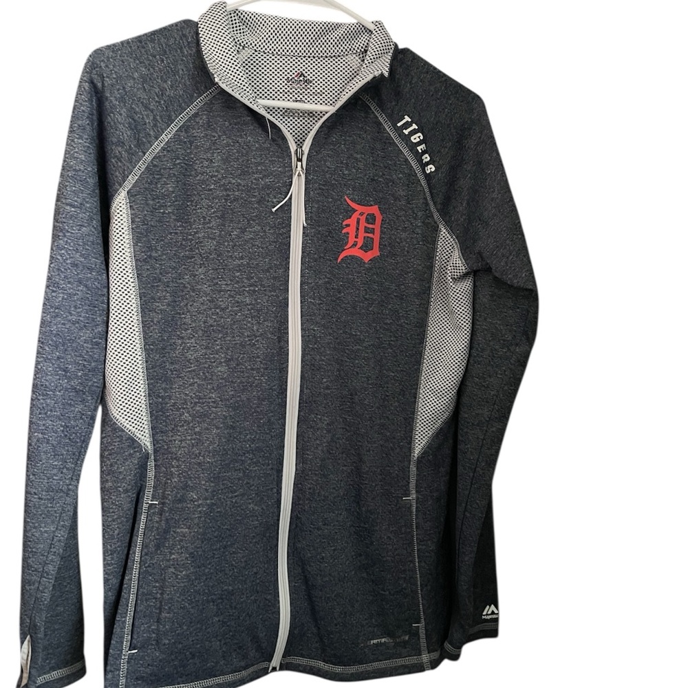 Majestic Blue and Orange Full-Zip Jacket with Detroit Tigers Emblem